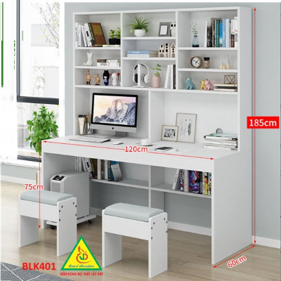 Bàn làm việc, bàn học liền kệ gỗ MDF BLK401 - Nội thất lắp ráp Viễn Đông Adv