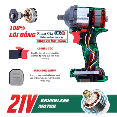 Máy siết bulong WORKFIX (WF-IW450N) đầu 2 trong 1 Lực siết 450Nm  Không Chổi Than - HÀNG chính hãƞg
