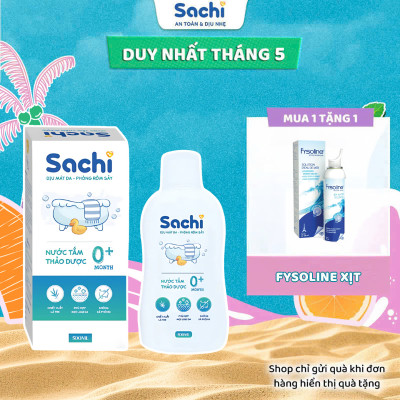 Nước Tắm Thảo Dược SACHI Dịu Mát Da ,Ngừa Rôm Sảy, Hỗ Trợ Ngăn Cảm Cúm, Cảm Lạnh Cho Bé Lọ 250ml / 500ml