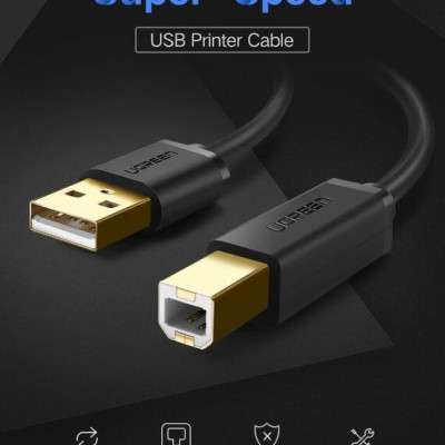 Ugreen UG10352US135TK 5M màu Đen Cáp USB 2.0 sang USB B máy in đầu mạ vàng - HÀNG CHÍNH HÃNG