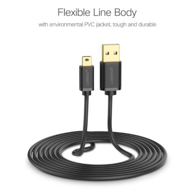 Ugreen UG10353US132TK 0.25M màu Đen Cáp sạc truyền dữ liệu USB 2.0 sang MINI USB đầu mạ vàng - HÀNG CHÍNH HÃNG