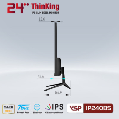 Màn hình Tràn viền Gaming 24inch VSP IP2408S (23.8" IPS FHD 75Hz, HDMI+VGA+Audio 3.5) - Hàng chính hãng TECH VISION phân phối