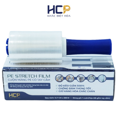 Cuộn Màng PE HCP Có Tay Cầm Dễ Dàng Quấn Hàng Hóa