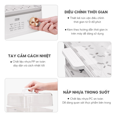 Nồi hấp điện đa năng LEBENLANG LBEL5030 hấp 2 tầng,12L tiện lợi, 800W, bảo hành 2 năm - hàng chính hãng