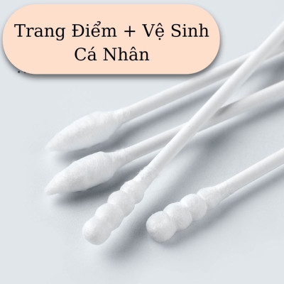Dụng cụ trang điểm làm đẹp - Set hộp 200c tăm bông ngoáy tai lớn cao cấp với 2 đầu tăm thiết kế hình dáng khác nhau làm sạch sâu bên trong , an toàn và tiện lợi