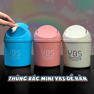 Thùng Rác Mini Để Bàn YBS Thùng Rác Nhỏ Cute Có Nắp Đậy Tiện Lợi 3 Màu Lựa Chọn