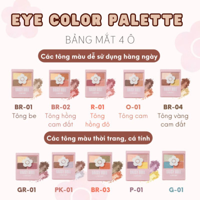 Bảng Phấn Mắt Daisy Doll By Mary Quant Nhật Bản Siêu Bền Màu Đa Chức Năng Phấn Má Hồng Bắt Sáng GR-01 Pink Greige 5.1g