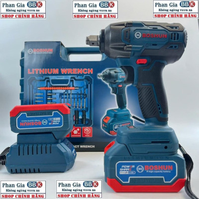 [chính hãƞg] Máy Siết Bulong Pin BOSHUN BS-IW380N, Lực siết 380Nm - Đầu 2in1 - Tặng 24 phụ kiện, Bảo hành 12 tháng