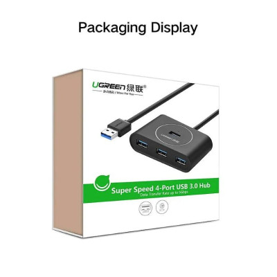 Ugreen UG50263CR113TK 25CM Màu Đen USB 3.0 Hub 4 Port With Power Port - HÀNG CHÍNH HÃNG