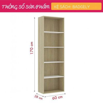 Kệ sách dùng từ gỗ công nghiệp SMLIFE Badgely