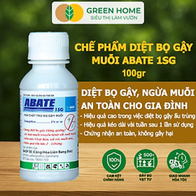 Chế Phẩm Diệt Bọ Gậy, Muỗi Greenhome, Abate 1SG, Chai 100Gr, Ngắn Ngừa Bệnh Sốt Xuất Huyết, Sốt Rét