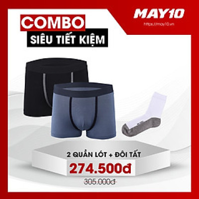 COMBO SIÊU TIẾT KIỆM 2 QUẦN LÓT NAM MAY 10 + 1 ĐÔI TẤT CỔ CAO NAM (QUẦN+TẤT GIAO MÀU NGẪU NHIÊN)