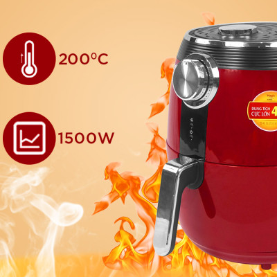 Nồi Chiên Không Dầu Magic A-802 (4.6 Lít) Đỏ- Hàng Chính Hãng