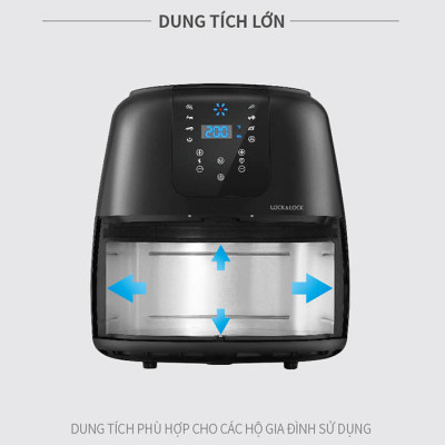 Nồi Chiên Không Dầu Điện Tử Lock&Lock EJF296BLK (7.2 Lít) - Kèm Chảo Nướng - Hàng Chính Hãng