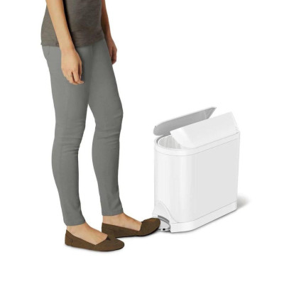 Thùng rác màu trắng SimpleHuman cánh bướm 10L Hàng Chính hãng