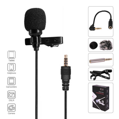ROGTZ - Micro thu âm Arimic cài áo Thu âm đa hướng Dây mềm 1.5m Tương thích Điện thoại, Máy ảnh Bông lọc micro Giắc cắm 3.5mm TRRS Adapter 4 khấc Túi da đựng - Hàng chính hãng