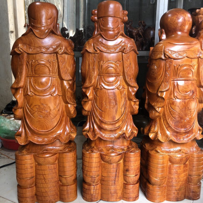 Tượng tam đa phúc lộc thọ bằng gỗ hương kt cao 30×11×9cm