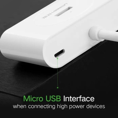 Ugreen UG20282CR113TK 50CM màu Trắng Bộ chia HUB USB 3.0 sang 4 USB 3.0 hỗ trợ nguồn 5V - HÀNG CHÍNH HÃNG