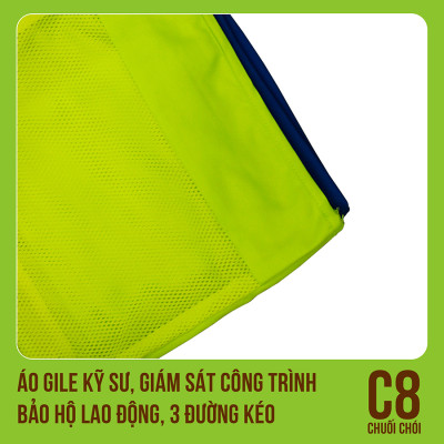 Áo Gile Kỹ Sư, Giám Sát Công Trình, Bảo Hộ Lao Động, 3 Đường Kéo - Mã C8 (Chuối Chối) 