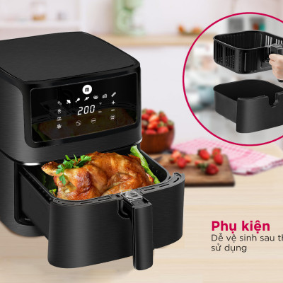 Nồi chiên không dầu 5.5L điện tử Mishio MK284 - Hàng chính hãng