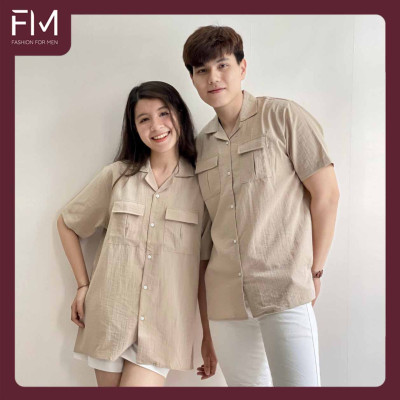 Áo sơ mi ngắn tay couple thời trang nam nữ, thun đũi trơn chất mát, phù hợp cho các bạn trẻ - FORMEN SHOP - FMHK003