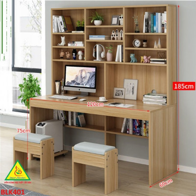 Bàn làm việc, bàn học liền kệ gỗ MDF BLK401 - Nội thất lắp ráp Viễn Đông Adv