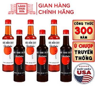 Đặc Sản Phan Thiết - Combo 3 Nước Tương Shiitake và 3 Nước Mắm Shiitake Chai Nhựa Cao Cấp 525Ml Từ Nấm Ngọt Shiitake Và Đậu Nành Nhật Bản