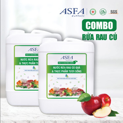 [Combo 2 Can] Nước Rửa Rau Củ Quả và Thực Phẩm Tươi Sống Khử Mùi, Diệt Khuẩn ASFA Fruits & Vegetable 5 Lít