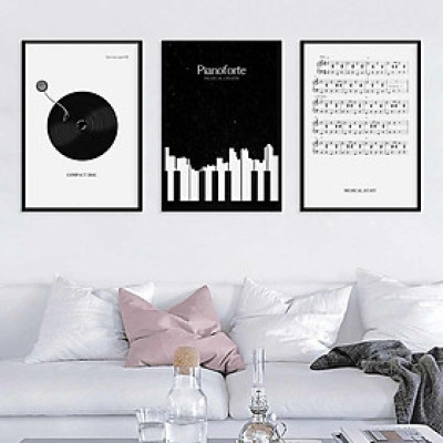 (ẢNH THẬT) Tranh treo tường trang trí decor phòng âm nhạc 13 tranh có khung kèm đinh treo