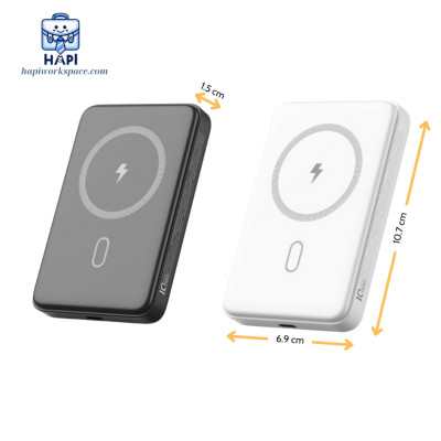 Sạc dự phòng từ tính hàng chính hãng WiWU Magnetic Powerbank 10.000mAh Wi-P043: Sạc không dây 15W, chân đỡ tích hợp