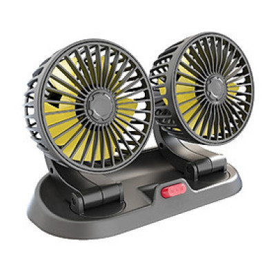 Quạt đôi cho xe oto xoay 360 độ hàng đẹp cao cấp công suất 5W phù hợp mọi loại xe (Tặng kèm quà ngẫu nhiên)