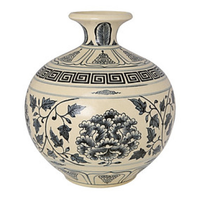 Bình giọt ngọc gốm Chu Đậu (S5) - Kích thước F19 x H23 (cm)