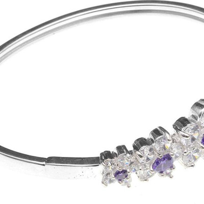 Vòng Tay,  Lắc Tay Nữ BẠC HIỂU MINH LTU306 Dạng Kiềng Đá Tam Hoa Tím