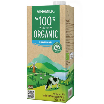 SỮA TƯƠI TIỆT TRÙNG VINAMILK 100% ORGANIC KHÔNG ĐƯỜNG - HỘP GIẤY 1L