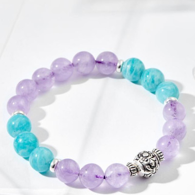Vòng tay Amazonite Mix Thạch Anh tím Ngọc Quý Gemstones