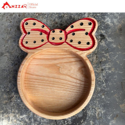 Khay gỗ hình chiếc nơ Anzzar-02 – Gỗ Tần Bì, Óc Chó nguyên khối, khay đựng bánh kẹo, mứt Tết, decor sang trọng