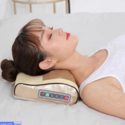 ( Loại 1) Gối massage cổ vai gáy, máy massage hồng ngoại 20 bi cao cấp hỗ trợ mát xa toàn thân