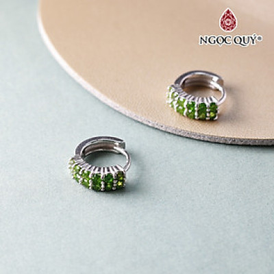 Bông tai bạc đính đá diopside mệnh hỏa mộc - Ngọc Quý Gemstones