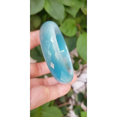 Vòng tay nữ Bản Hẹ đá mắt mèo giác Xanh Dương tươi sáng ánh Vòng Ni 54mm x cao 15mm x Dầy 6,5mm nữ mệnh thủy mệnh mộc Nữ cân nặng 50kg - 54kg đeo đẹp ạ