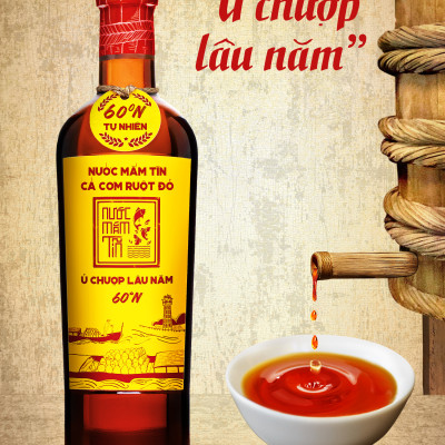 Đặc Sản Phan Thiết - [Cặp 2 Chai - 60N - 500Ml] Nước Mắm Tĩn Cá Cơm Ruột Đỏ Độ Đạm 60N Chai Thuỷ Tinh 500Ml Nước Mắm Truyền Thống