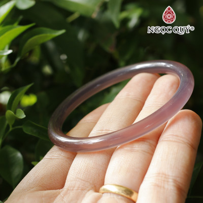 Vòng tay chalcedony tím bản tròn (bản 6-7mm) - Ngọc Quý Gemstones