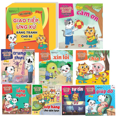 Bộ Sách Kỹ Năng Giao Tiếp Ứng Xử Bằng Tranh Cho Bé (Hộp 8 Cuốn)