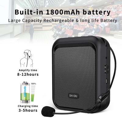 Máy Trợ Giảng Có Dây Shidu SD-M100 Cho Giáo Viên - Hàng Chính Hãng. SHIDU M100 Mini  Portable Rechargeable Bluetooth Speaker with Wired Microphone Headset 10W 1800mAh  Supports MP3 Format Audio for Teacher, Taxi Driver, Coaches, Training, Tour Guide