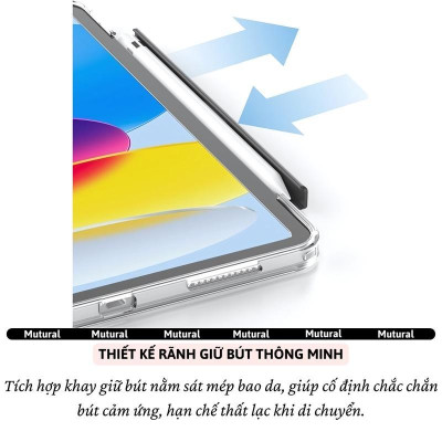 Bao da IPAD hiệu Mutural Clear Pro Cho IPAD Gen 11 A16 2025 / Gen 10 10.9 inch 2022 - Lưng PC trong suốt , viền TPU, - Hàng chính hãng