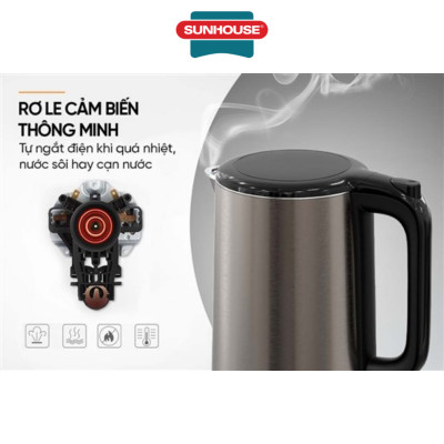 Ấm siêu tốc Inox 2 lớp 2L Sunhouse SHD1396 - Hàng Chính Hãng