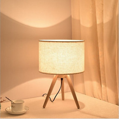 Đèn ngủ để bàn LN200 đế gỗ kèm bóng Led  3 chân  phong cách VINTAGE 