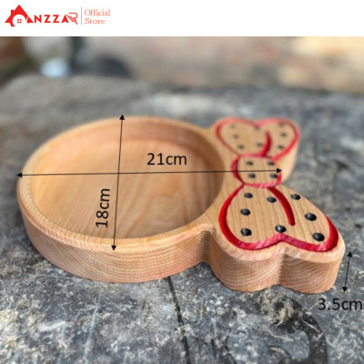 Khay gỗ hình chiếc nơ Anzzar-02 – Gỗ Tần Bì, Óc Chó nguyên khối, khay đựng bánh kẹo, mứt Tết, decor sang trọng
