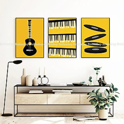 (ẢNH THẬT) Tranh treo tường trang trí decor phòng âm nhạc 10 tranh có khung kèm đinh 3 chân