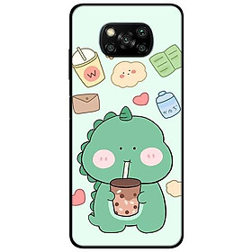 Ốp lưng dành cho Xiaomi Poco X3 mẫu Khủng Long Uống Trà Sữa