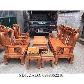 ​Bộ bàn ghế giả cổ trạm đào gỗ sồi nga